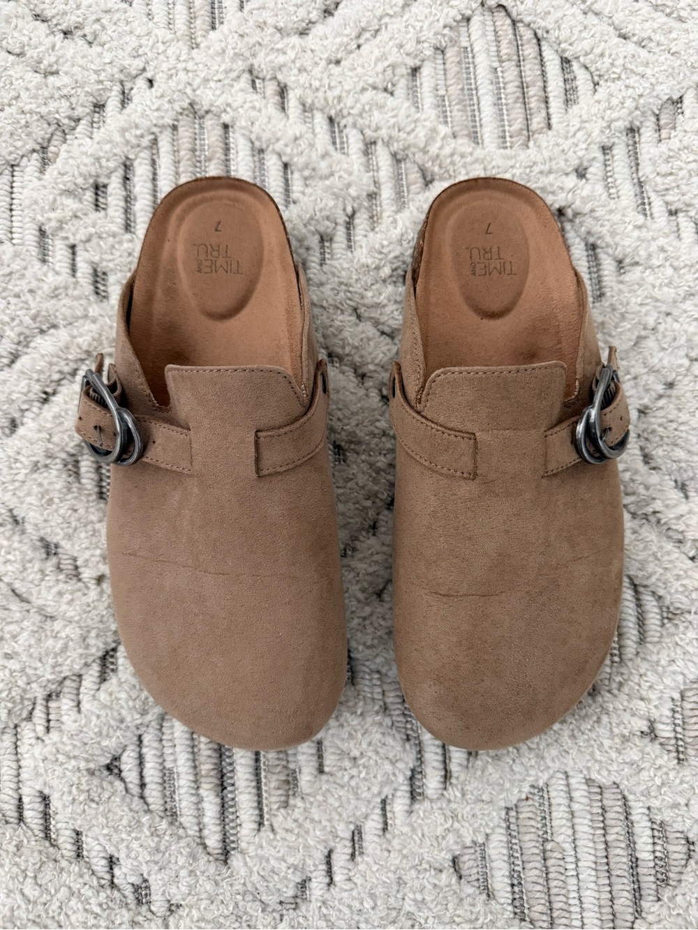 Time and Tru Brown Suede Clogs
